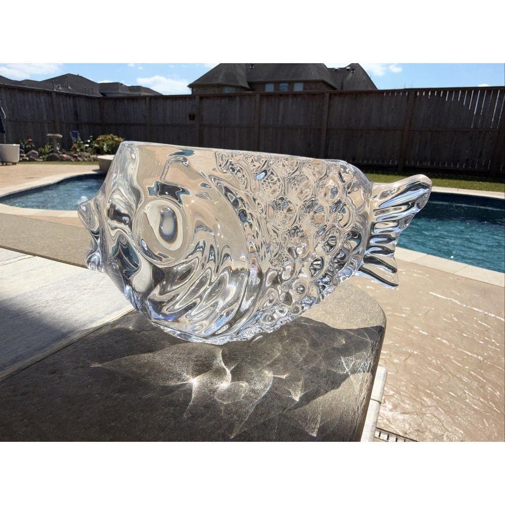 Heavy Lead Crystal Fish-Shaped Bowl 2 Lb 8 oz Vintage Decorative